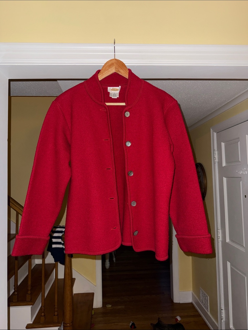 Talbots Red Wool Varsity-Style Button Jacket